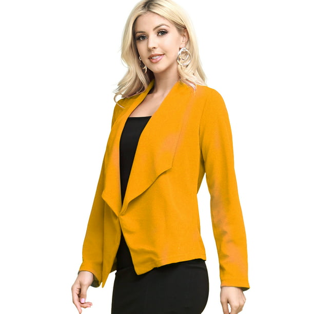 Womens Casual Long Sleeve Open Front Blazer Jacket Plus Size,MUSTARD,2X - Walmart.com