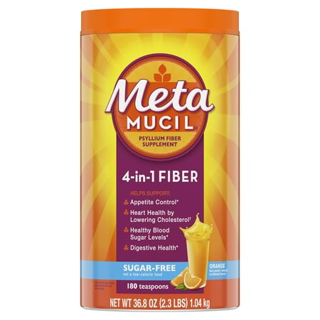 - Metamucil Multi-Health Psyllium Fiber Supplement Sugar-Free Powder, Orange Flavored, 180 Servings