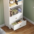 thumbnail image 2 of Tribesigns 4 Tier Drawers Arched Modern Standard Bookcase, Wood White, 23.6" x 11.8" x 74.8", 2 of 7