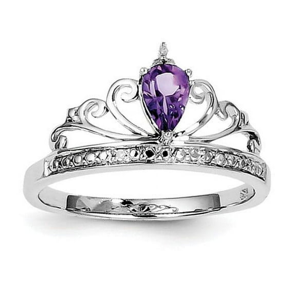 Primal Silver Sterling Silver Amethyst and Diamond Ring