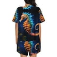 thumbnail image 4 of Womens Pajama Sets With Pocket, Yellow Fish Seahorse Lounge Sets Short Sleeve Sleepwear PJ Sets for Women, 4 of 6