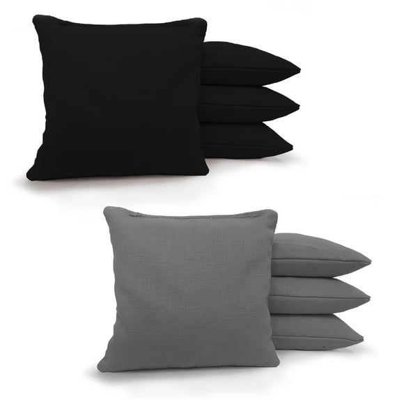 Johnson Enterprises, LLC 8 Sacs de Cornhole en Tissu de Canard Standard Rempli de Maïs! 17 Couleurs (à Emporter)!! (Noir/gris)