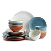 Sango Siterra Painter's Palette Stoneware Dinnerware Set, 16-piece, Cream/Blue/Orange/Beige