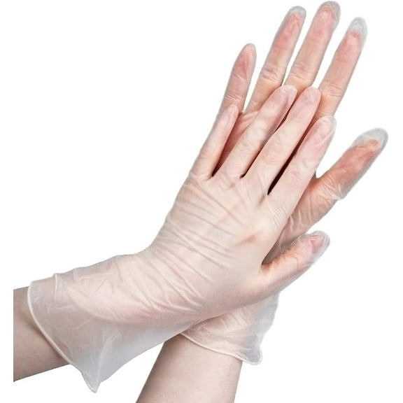 Vinyl Synthetic Glovs. Pack of 100 Powder Free Disposable Cleaning Glovs, Large Size. Clear Ambidextrous Waterproof Food Glovs for Kitchen, Cooking, Food Handling.