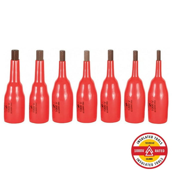 Wiha Insulated Hex Socket Set, 3/8 in Drive, SAE, 7-Piece (31890)