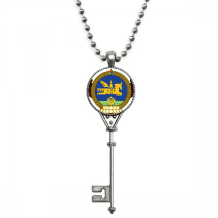 mongolia national emblem country symbol pendant vintage necklsilver key jewelry