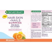 Natures Bounty Hair Skin and Nails Vitamin with Collagen and Biotin, Womens Multivitamin, Tropical Citrus Gummies, 90 Ct