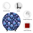 thumbnail image 4 of Balery Skull blue crystal flower Print Bone China Decorative Plate Ceramic Dinner Plates Art Crafts with Display Stand-10in, 4 of 6
