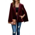 thumbnail image 4 of Women's Velvet Cape Blazer Jackets Casual Split Long Sleeve Open Front Coat, 4 of 7