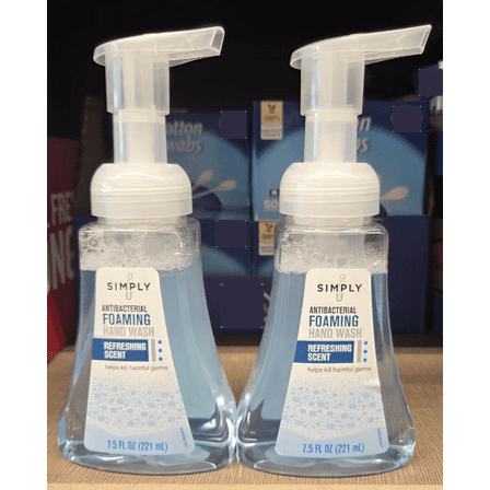 Simply Antibacterial Foaming Refreshing Scent Hand Wash 7.5fl oz 221ml (2 Bottles)