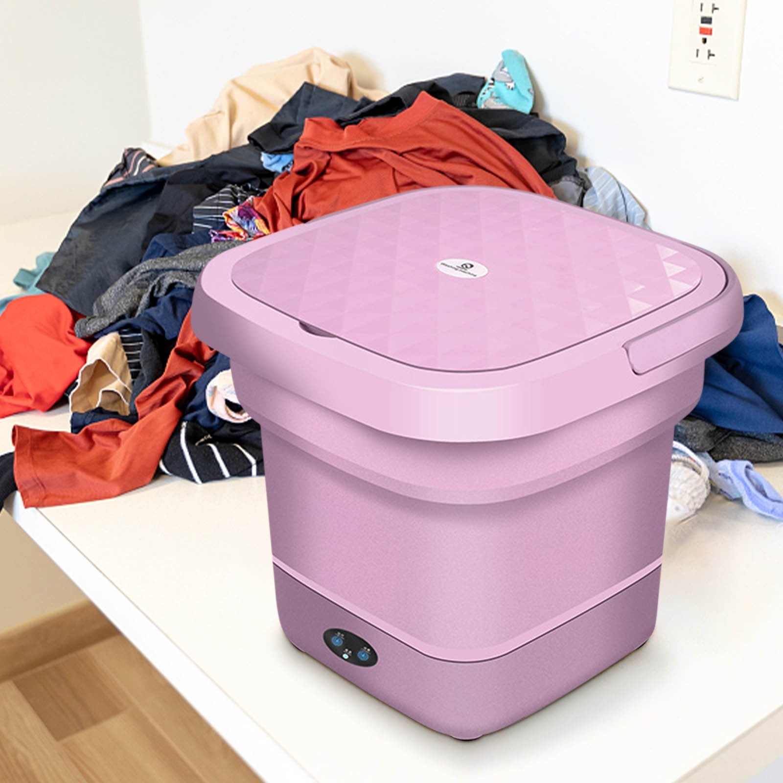 Home Supplies On Sale Surpdew New Folding Washing Mini Washing Machine Cleaning Machine Household Small Folding Washing Machine Pink Free Size