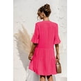 thumbnail image 4 of QINCAO Women Dresses Summer Dress V-Neck Short Sleeve T-Shirt Dress Babydoll Ruffles Casual Mini Female Dress, 4 of 8