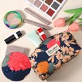 thumbnail image 4 of 1 Pc Bolsa de Maquillaje Impresa para Mujeres para Viajes de Negocios, Vacaciones, Camping, Nylon Azul Oscuro, 4 of 6
