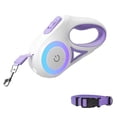 thumbnail image 1 of Pet Retractable Dog Leash 10ft/3m With LED light | Reflective Nylon Tape Retractable Leash With Collar (Purple), 1 of 8