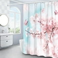 thumbnail image 2 of Pink Cherry Blossom Shower Curtain, Japanese Sakura Floral Shower Curtain Set, Plant Flower Cherry Shower Curtains for Bathroom, Waterproof Fabric with 12 Hooks, 72 x 72 Inches, 2 of 6