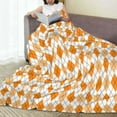 thumbnail image 6 of Rateoe Orange argyle Print Fuzzy Fleece Throw Blanket Extra Large,Super Soft,Fluffy and Warm Blankets for Couch,Bed,All Season Use-50"x40", 6 of 7