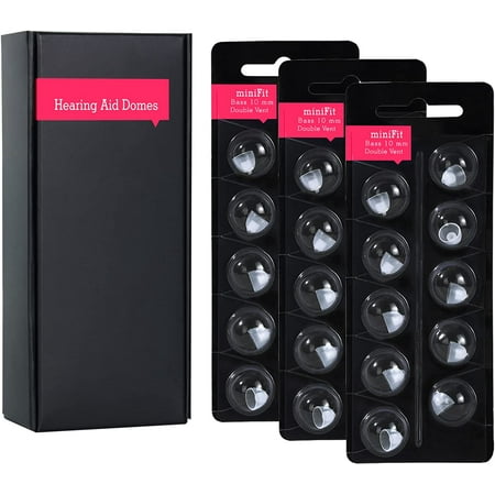 Hearing Aid Domes for Oticon Replacements,Oticon Minifit Double Vent Bass Domes (10 mm/3 Pack,Universal Domes for Oticon Hearing Aid Supplies