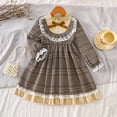 thumbnail image 2 of vigerkar Little Girls Dress Long Sleeve Lace Fashion A-line Spring Outfits Clothes (Khaki, 6-7 Years), 2 of 6