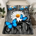 thumbnail image 2 of jejeloiu Cute Butterfly Daisy Twin Sheet Sets,Rustic Farmhouse Cabin Twin Fitted Sheet,Blue Gray White Flat Sheet For Kids,Ultra Soft Home Decor,3pcs, 2 of 7