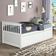 thumbnail image 2 of Clearance TOPMAX Captain's Bed Twin Daybed with Trundle Bed and Storage Drawers, White, 2 of 9