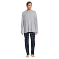 thumbnail image 2 of Hanes Men's and Big Men's Comfortsoft Long Sleeve Crew and Cotton Flannel Pajama Pants Set, 2-Piece, 2 of 5