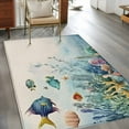 thumbnail image 2 of Ocean Fish Area&nbsp;Rug 3x5ft Nautical Green Blue Sea Fish Coral Seashell Seaweed Linen Non-Slip&nbsp;Washable Square&nbsp;Rugs Soft Felt Indoor Floor Mat for Bedroom Kitchen Living Room Bathroom, 2 of 9