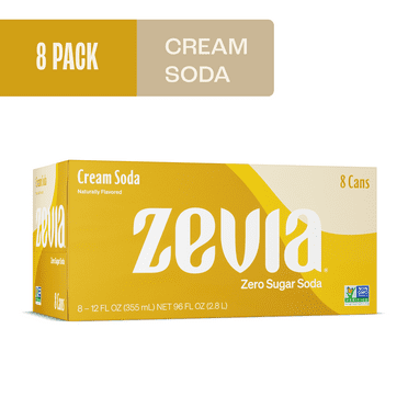 Zevia Zero Calorie, No Sugar Cream Soda Pop, 12 fl oz, 8 Pack Cans