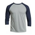 thumbnail image 4 of Men's 3/4 Sleeve Crew Neck Baseball Shirt, Casual Dynamic Cotton Raglan T Shirts, Navy/Light Gray M, 1 Pack, 4 of 7