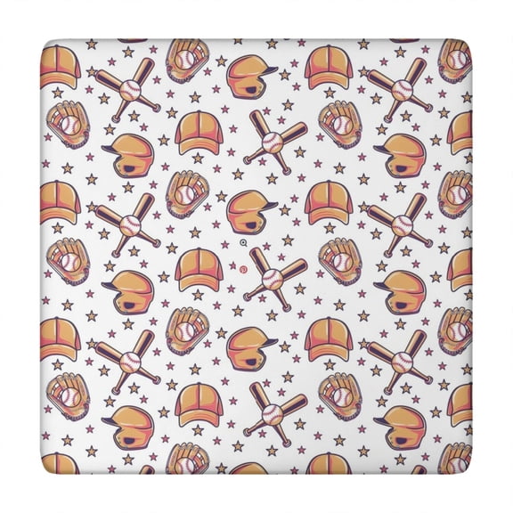 Baseball Hats Pattern Square Fitted Tablecloth with Elastic Edge,Square Table Cover,Washable Elastic Table Cover for Home Kitchen Party Decor 34"x34"