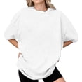thumbnail image 2 of Endives Women's Short Sleeve T-shirts Crew Neck Drop Shoulder 2D Printed Basic Top Oversized Tee Fashion, 2 of 7