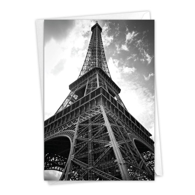 The Best Card Company - Thank You Note Card with Envelope (4.63 x 6.75 Inch) Design, Gratitude Stationery - Towering Paris C7028JTYG