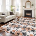 thumbnail image 2 of 8'x10' Area Rugs, Orange Floral Indoor Outdoor Area Rug for Living Room Bedroom, Abstract Watercolor Flower Leaf Plant Washable Bathroom Rugs Kitchen Floor Carpet Mats Home Decor Aesthetic, 2 of 8