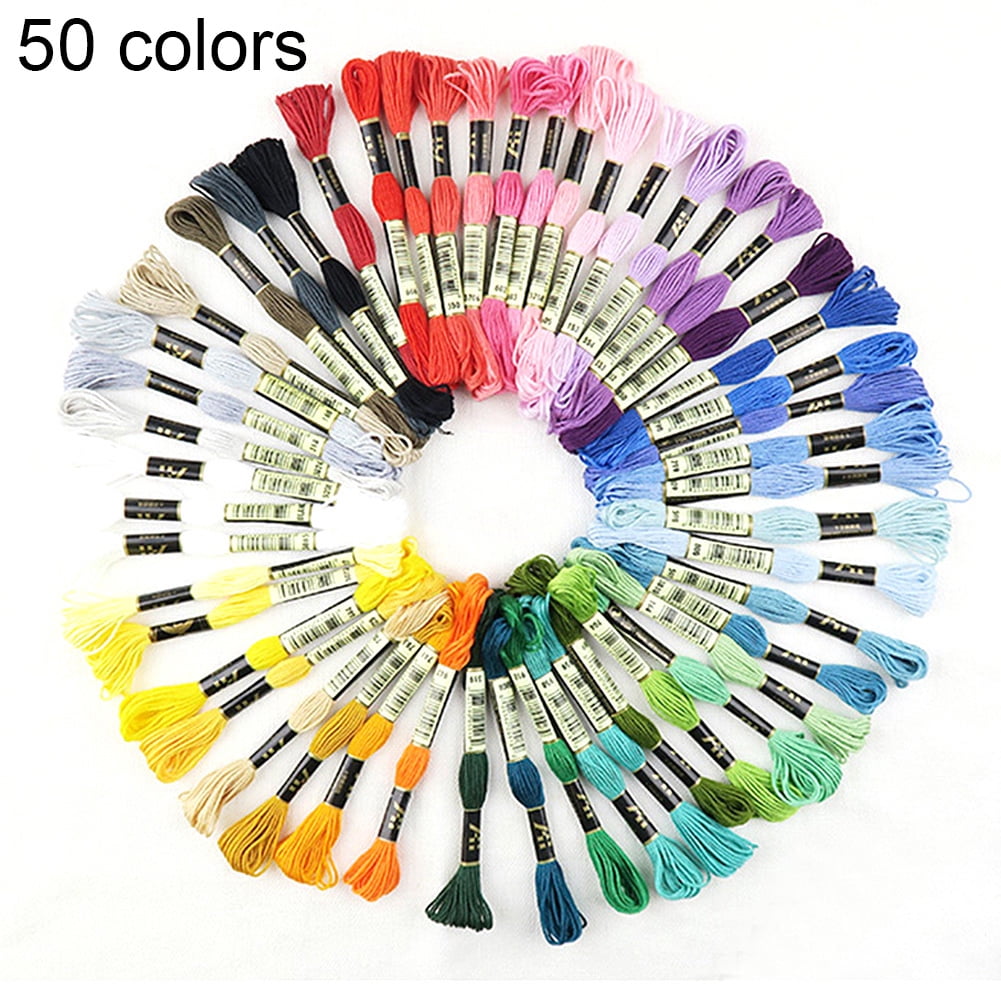 50/100 Skeins Rainbow Color Mercerized Cotton Cross Stitch Thread 6