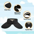 thumbnail image 2 of Straw Sun Summer&nbsp;Visor for Women, Female Wide Brim UPF 50+ UV Protection Topless Hat, Ladies Adjustable Roll UP Messy Bun Ponytail Cap, Foldable Packable Beach Travel Hat, Black, 2 of 5