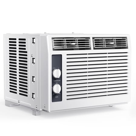 simzlife 5 000 btu window air conditioner cools up to 150 sq ft knob 2 cooling modes without remote control white