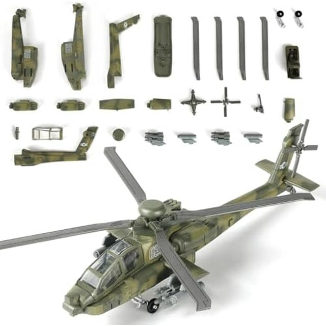 NUOTIE 1:72 Scale AH-64 Apache Quick Build Helicopter Model Kit Plastic Toy Assembly Military Helicopter Model Gift for Kids (25 Pieces)