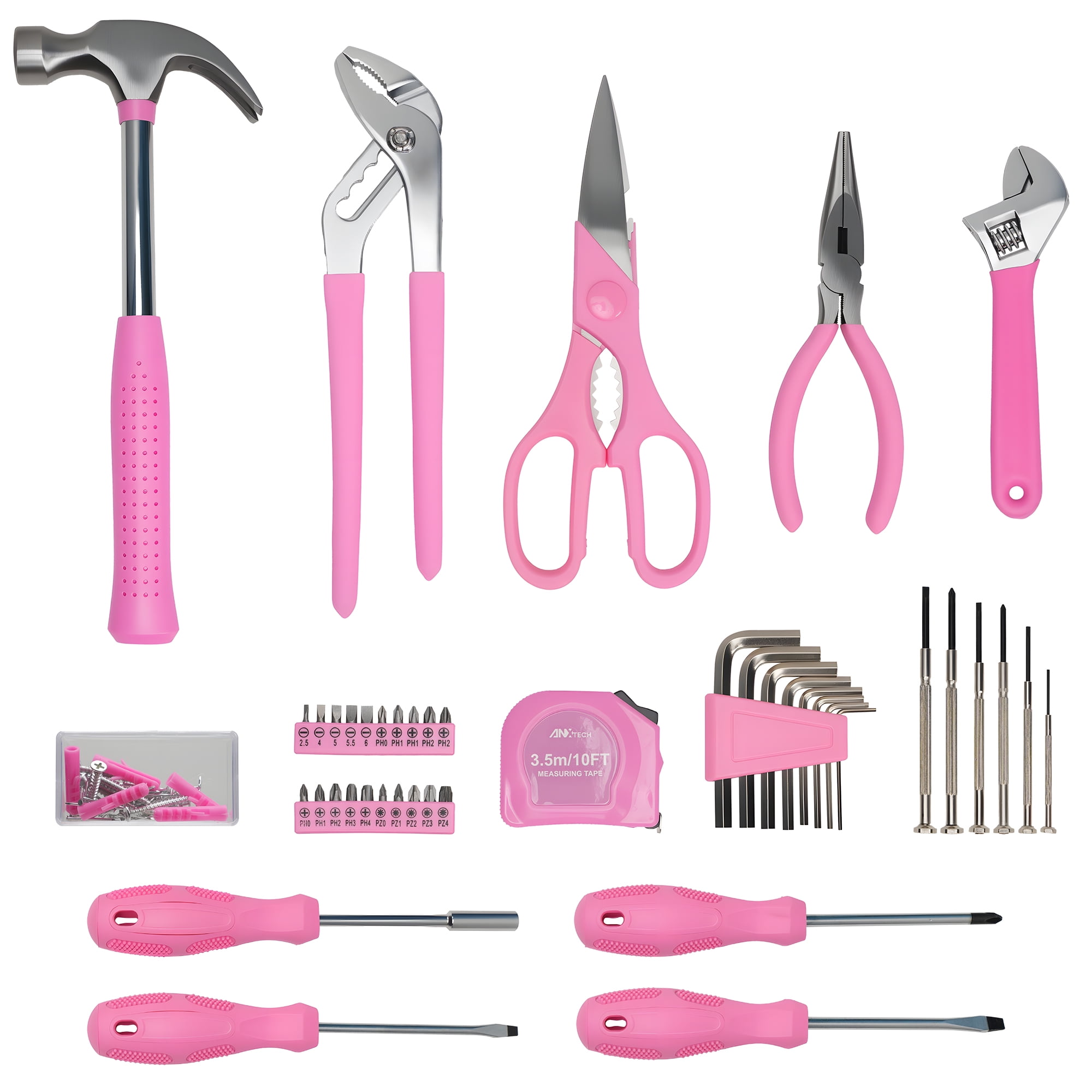 136-Piece Pink Tool Set for Women, Household Small Tool Set, Toolbox Storage for Home Repairs, Portable Hand Tool Kit for College, Dorm