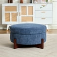 thumbnail image 2 of Euroco Table Basse Ronde Rembourrée, Pouf de Rangement pour Salon, Bleu, 2 of 11