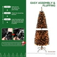 thumbnail image 5 of Ztotop 4.5ft Pre-lit Artificial Slim Pencil Christmas Tree with 110 Warm White Lights, 270 Full Branch Tips, Perfect Choice Decoration for Xmas Holiday, Black, 5 of 7