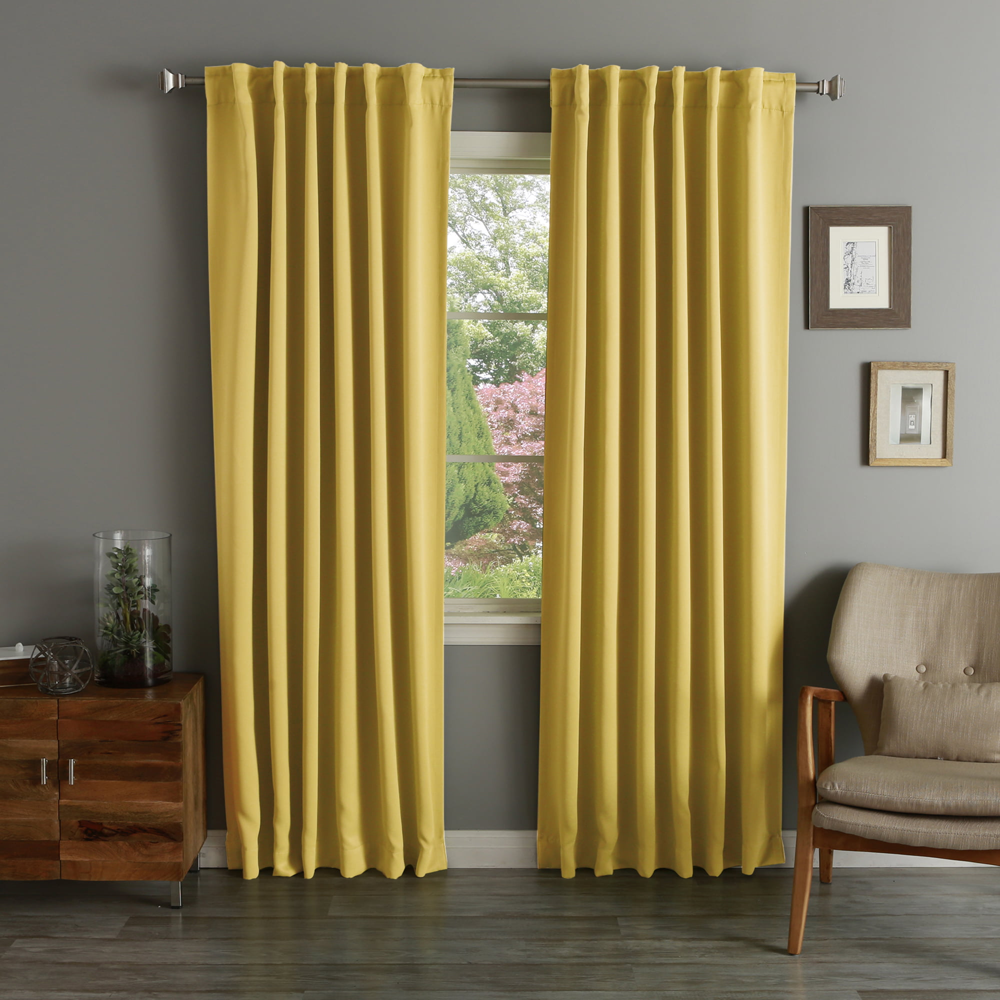 Quality Home Closeout Back Tab Blackout Curtains - Mustard - 52"W x 120