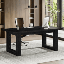 Tribesigns 63-Inch Executive Desk Large Computer Table with Solid Wooden Base, Work Desk for Home Office (Black)