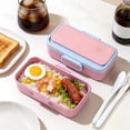 thumbnail image 1 of Portable Lunch Box with Fork Spoon, Leakproof Microwave Safe Children's Lunch Box Set, 700ml Bento Box for School Office Picnic in Pink Blue Purple, 1 of 6
