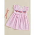 thumbnail image 4 of Toddler Baby Kids Girls Dress 4th of July Clothes 6 9 12 18 24 Months 2T 3T 4T Flag Embroidery Fly Sleeve Casual Dress Baby Summer Dresses, 4 of 9