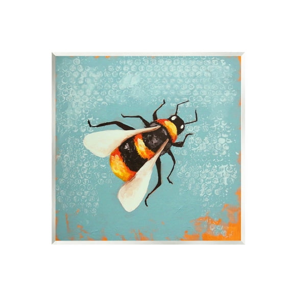 Stupell Industries Bumble Bee Blue Hive Pattern Painting Unframed Art Print Wall Art, Design by Lucia Stewart