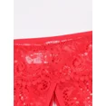 thumbnail image 5 of Women'S Bright Red Hollow-Out Bra with Metallic Ring Details and Crotchless Lace Thong Soft and Comfortable Lingerie Set, 5 of 5