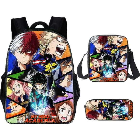 Anime Backpack Boku No Hero Backpack School Bag 3 PCS (Bag-A)