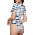 thumbnail image 3 of Haiem Blue Fish Women's Crew Neck Short Sleeve Bodysuit Tops Stretchy Slim Basic-Large, 3 of 8