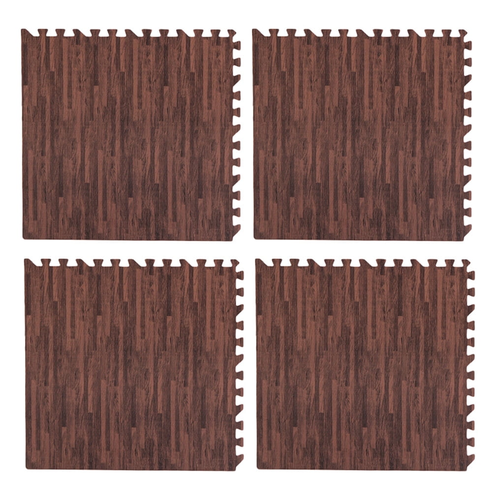 KAKOWELY 8PCS 30cm Square EVA Yoga Mat Floor Interlocking Mat Show Floor Yoga Fitness Gym Exercise Mat (Dark Wood Grain),12.6"X12.6"X0.39"