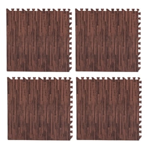 KAKOWELY 8PCS 30cm Square EVA Yoga Mat Floor Interlocking Mat Show Floor Yoga Fitness Gym Exercise Mat (Dark Wood Grain),12.6"X12.6"X0.39"