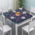 thumbnail image 3 of Bohemian Floral Print Square Table Cover 34x34 Inch with Elastic Edge for Snug Fit on Indoor Outdoor Patio Dining Tables, 3 of 6